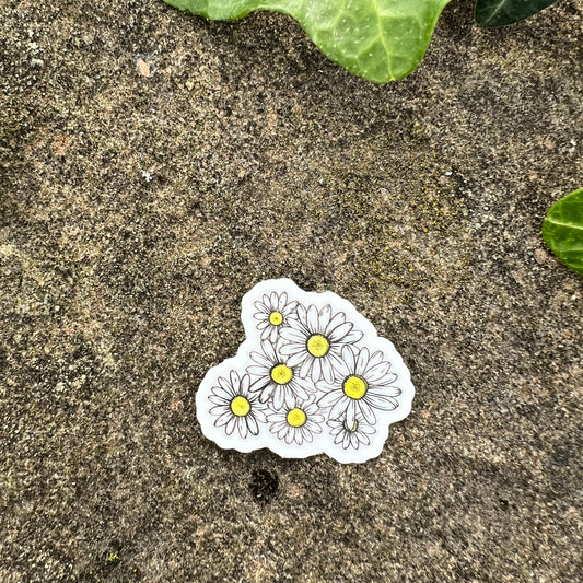Mini PNW Daisies Sticker - Durable Vinyl / Outdoor: 💧🌞🏕️