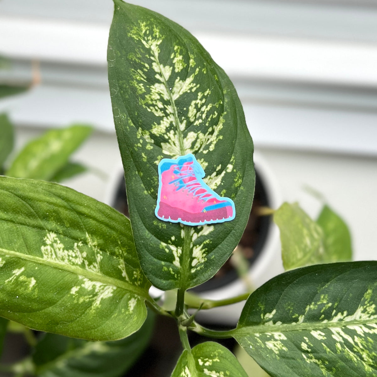 Handmade Pink Hiking Boot Sticker (Mini)