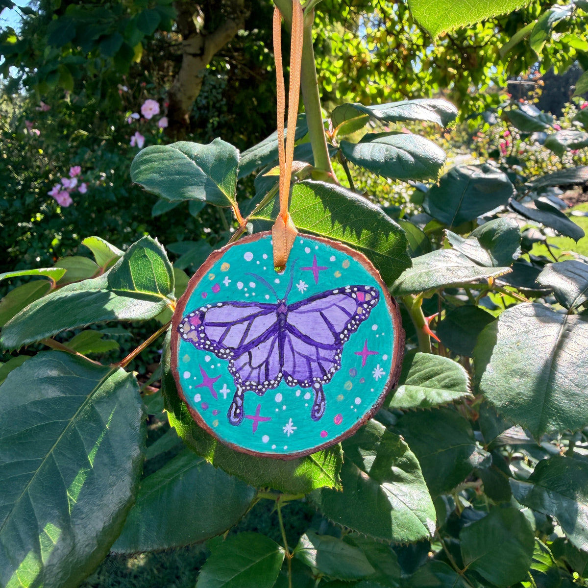 Hand-painted Wooden Whimsical Butterfly Ornament