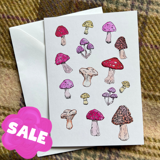 Whimsical Warm Mushrooms Greeting Card – Blank Inside