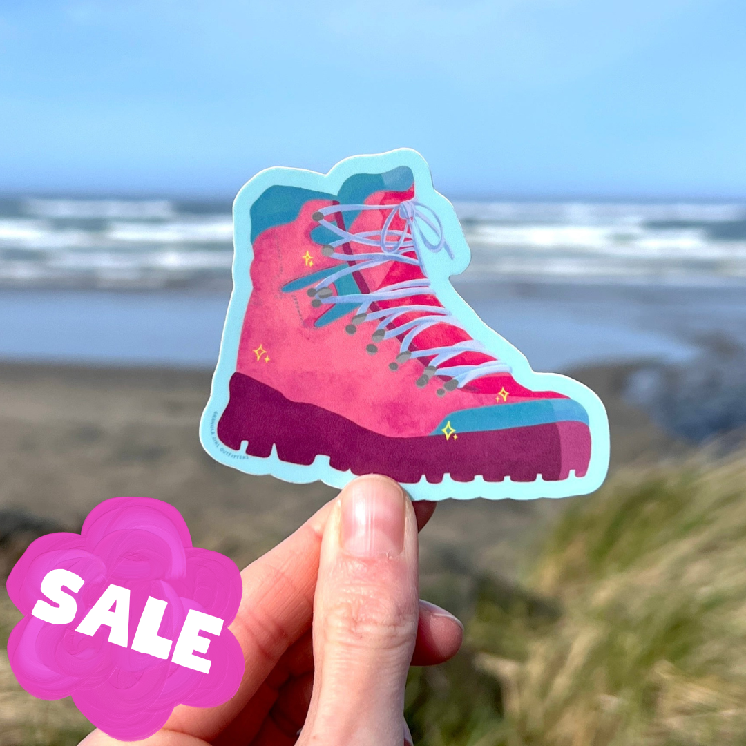 Pink Hiking Boot Sticker