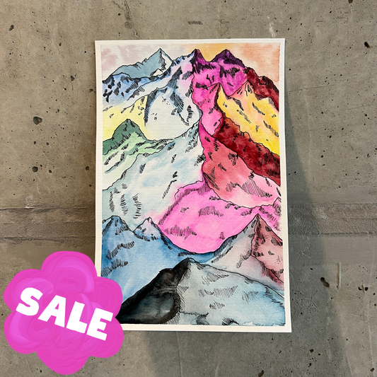 💚Signed "Rainbow Mountains" Watercolor Painting (Unframed)