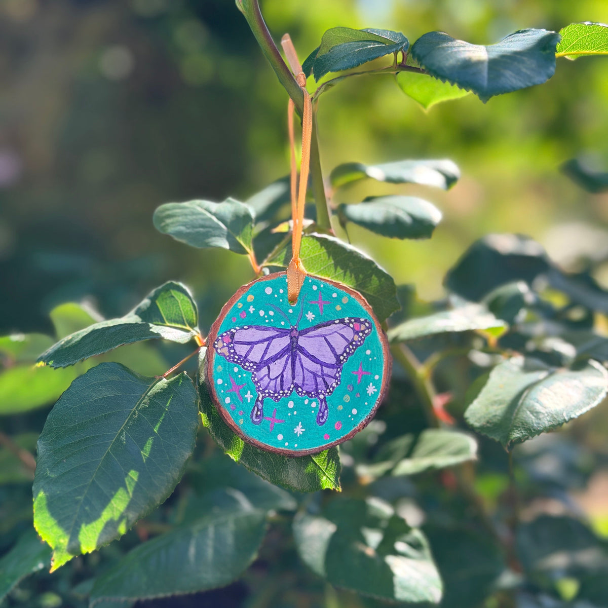 Hand-painted Wooden Whimsical Butterfly Ornament
