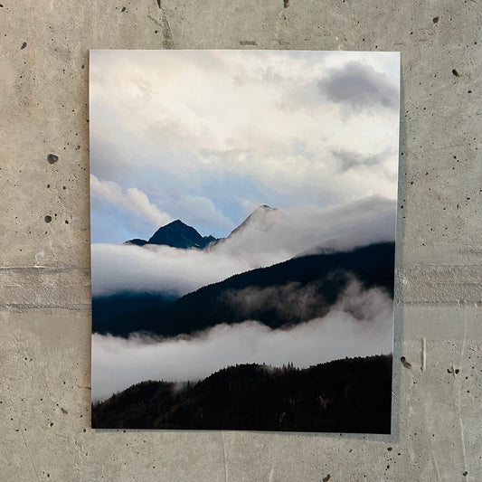 photography art print of foggy mountains