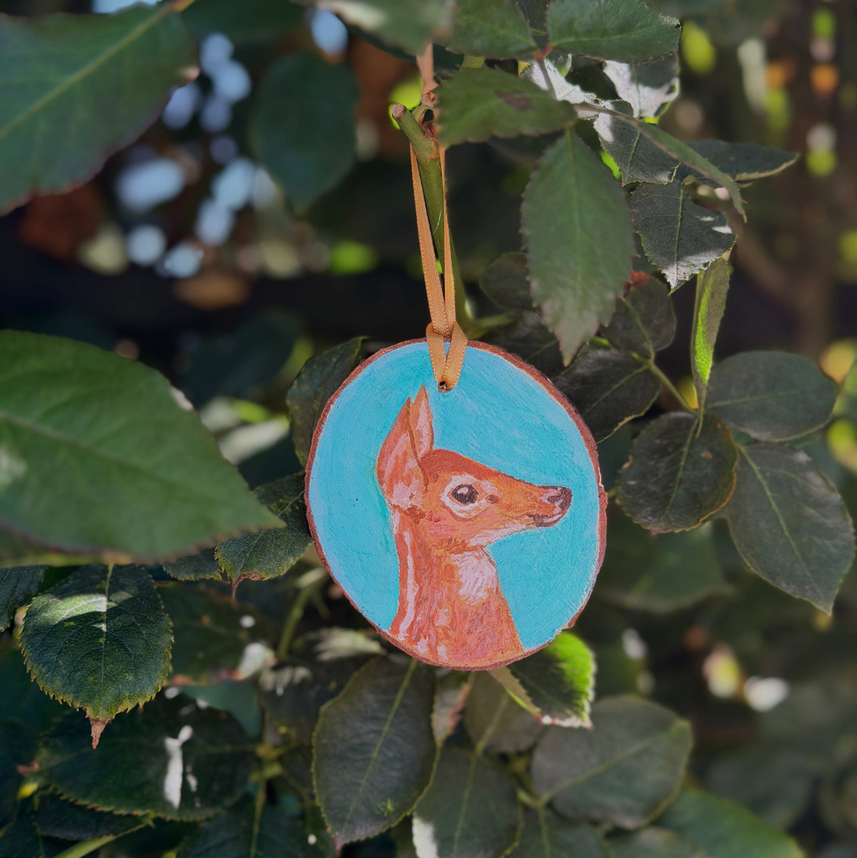 Hand-painted Wooden Fawn Ornament