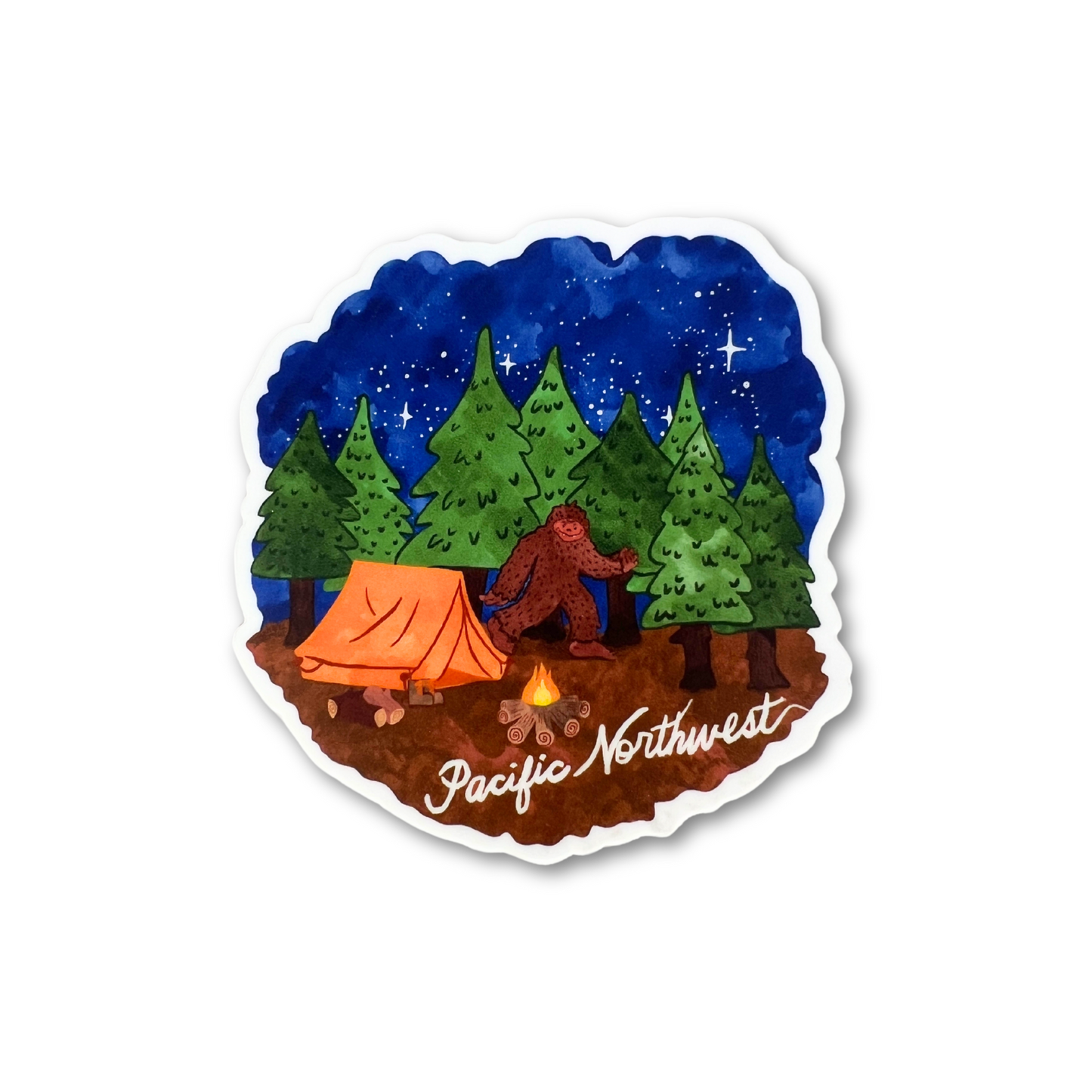 Camping with Bigfoot PNW Sticker