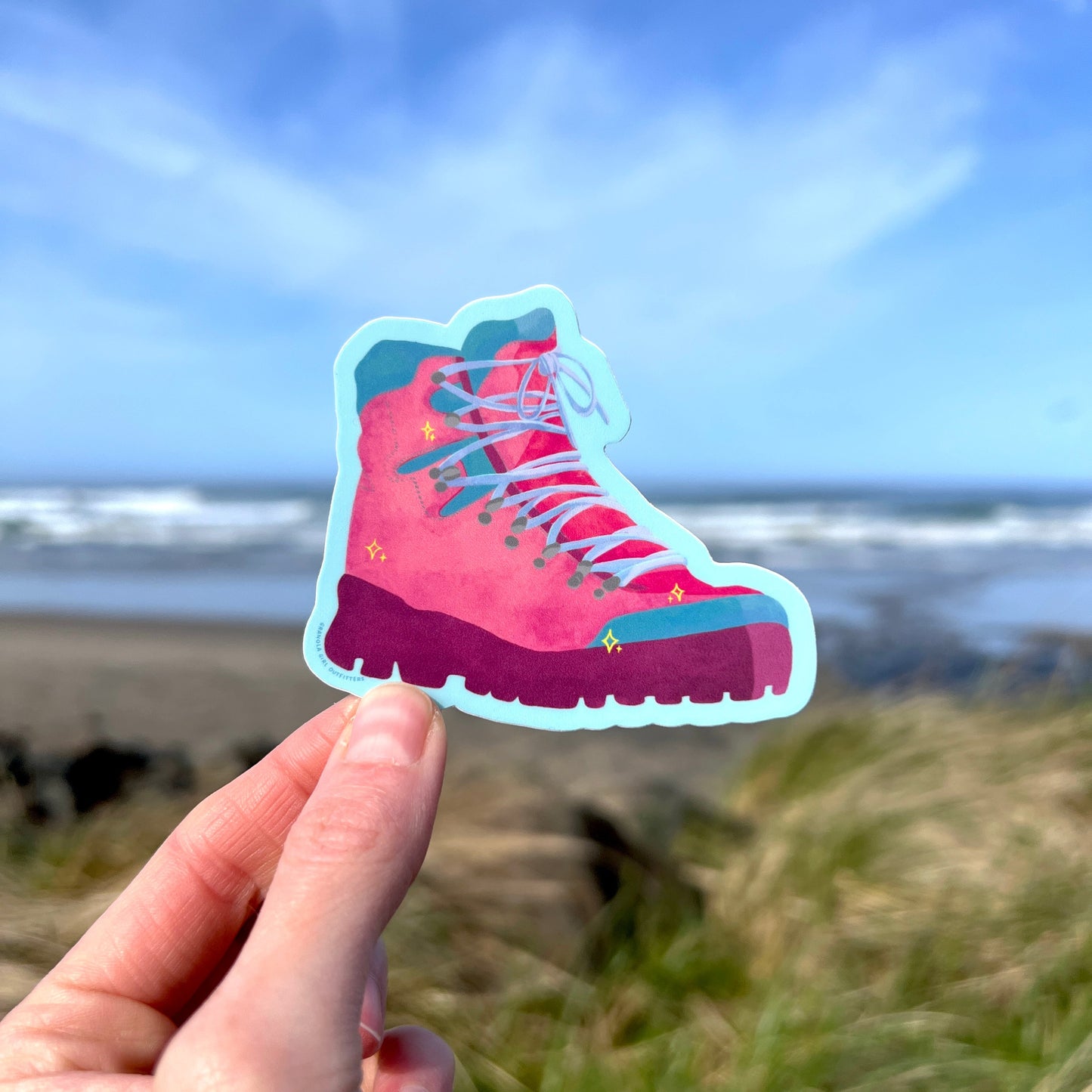 Pink Hiking Boot Sticker