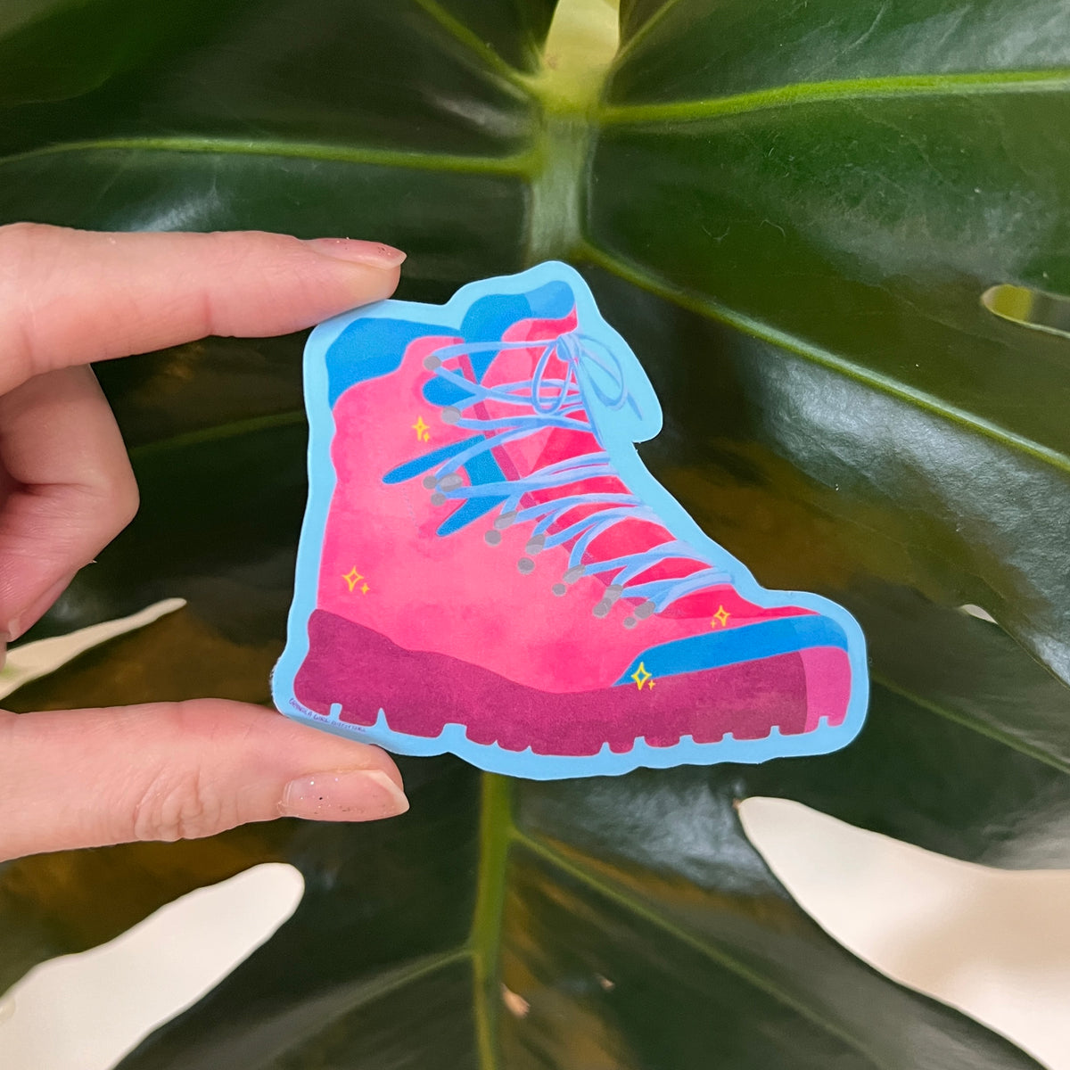 Handmade Pink Hiking Boot Sticker
