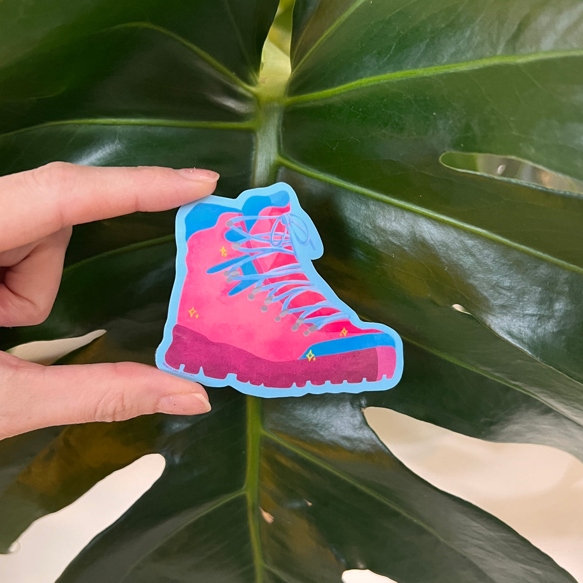 Handmade Pink Hiking Boot Sticker