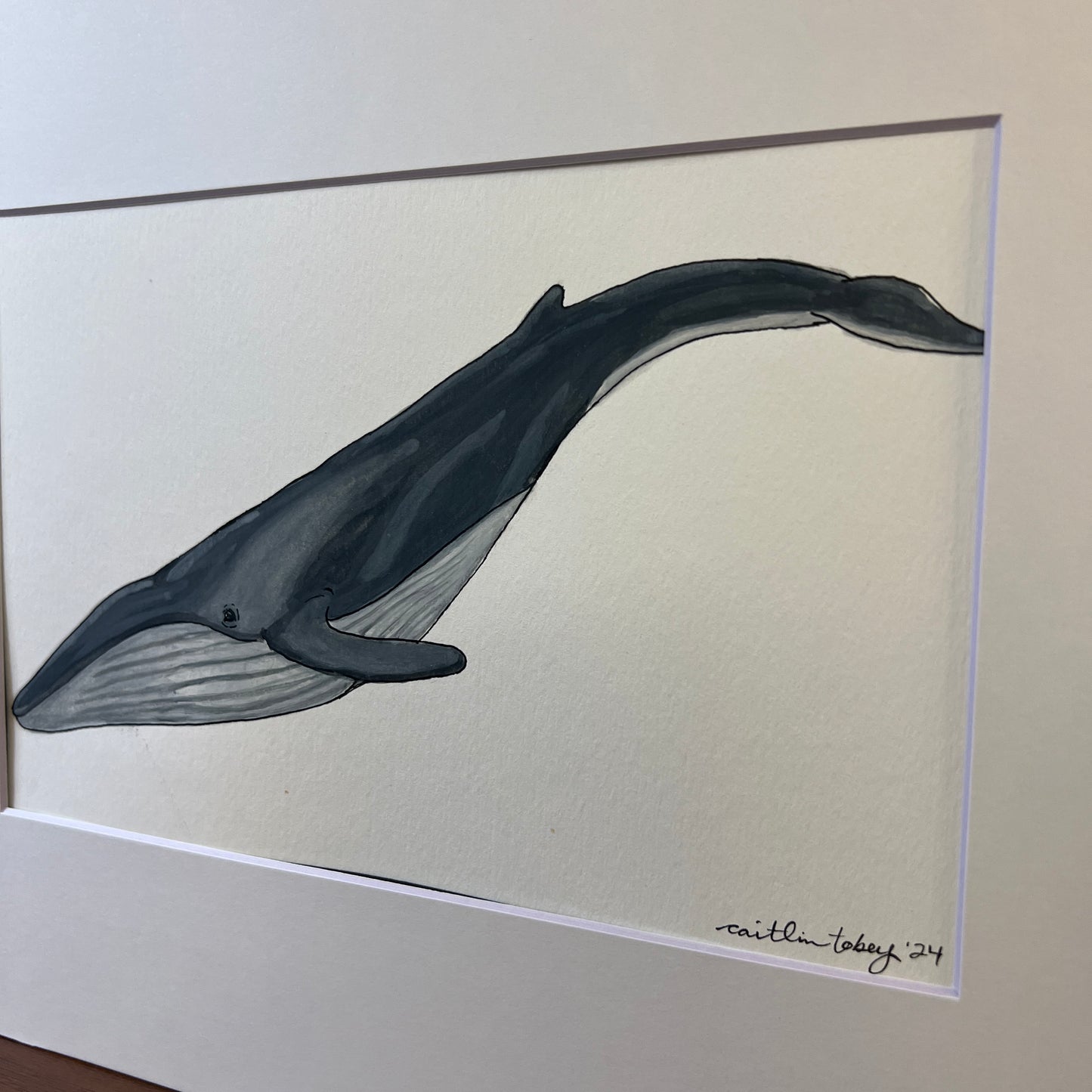 Signed "Fin Whale" Original Gouache Painting #9/9