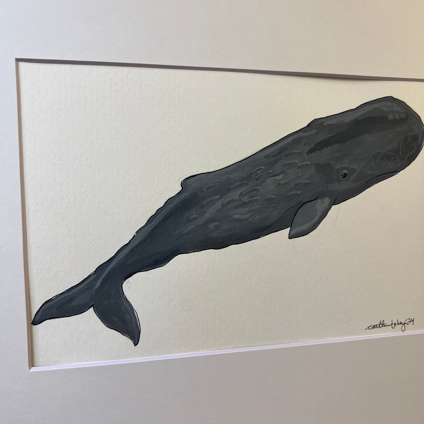 Signed "Sperm Whale" Original Gouache Painting #7/9