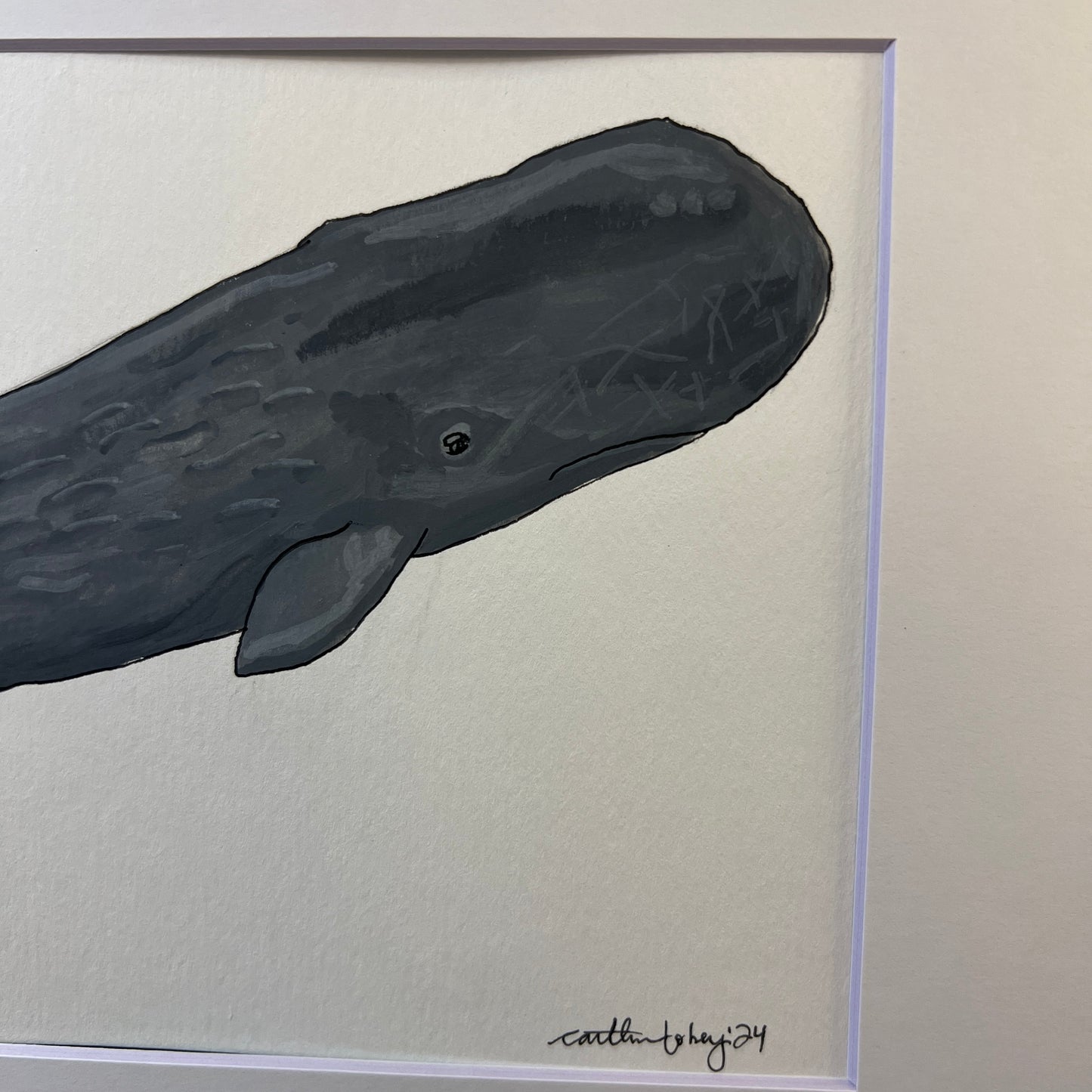 Signed "Sperm Whale" Original Gouache Painting #7/9