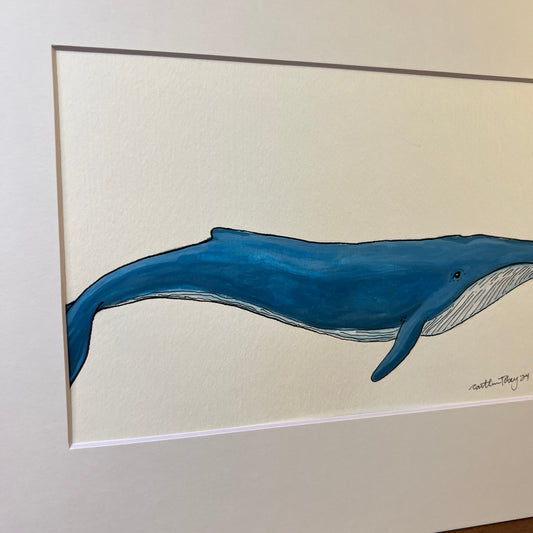 Signed "Blue Whale" Original Gouache Painting #6/9
