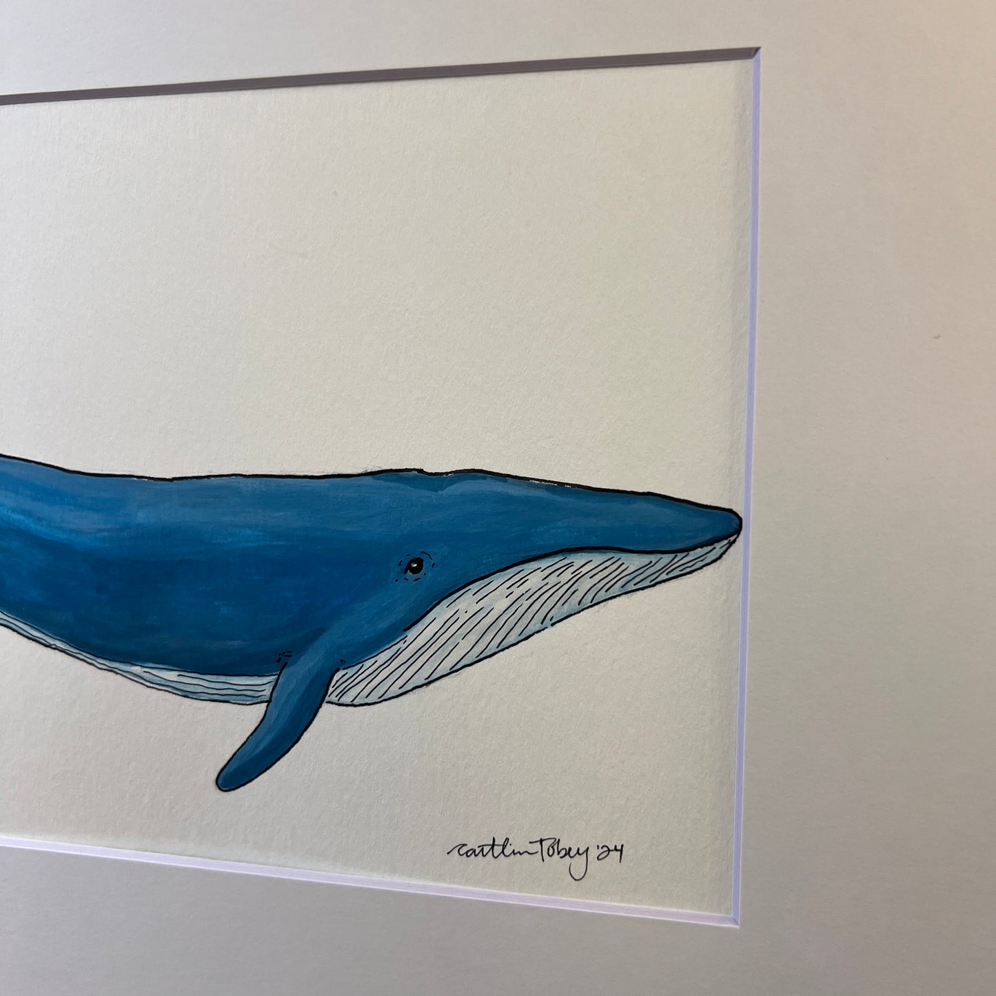 Signed "Blue Whale" Original Gouache Painting #6/9