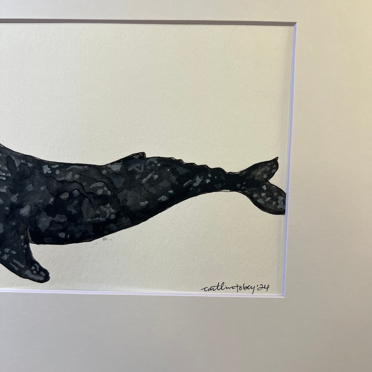 Signed "Gray Whale" Original Gouache Painting #3/9