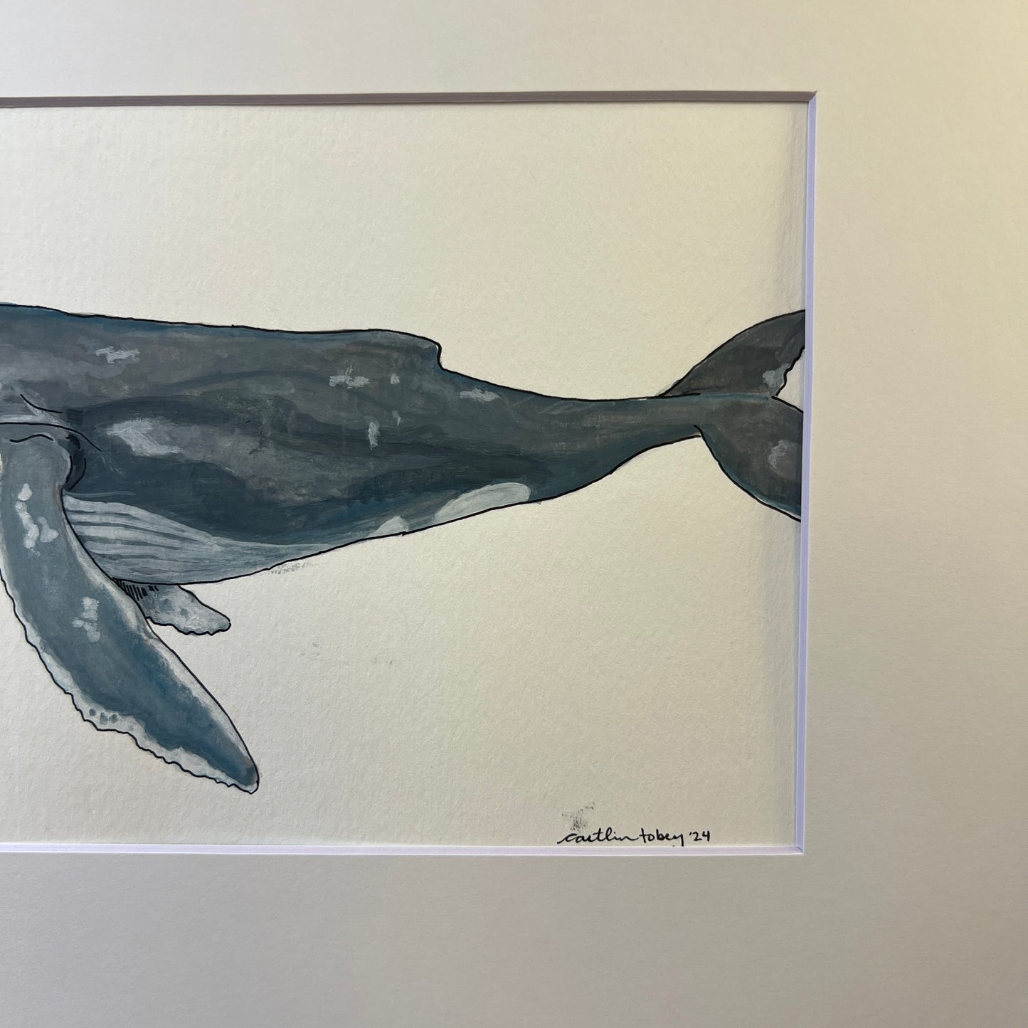 Signed "Humpback Whale" Original Gouache Painting #1/9