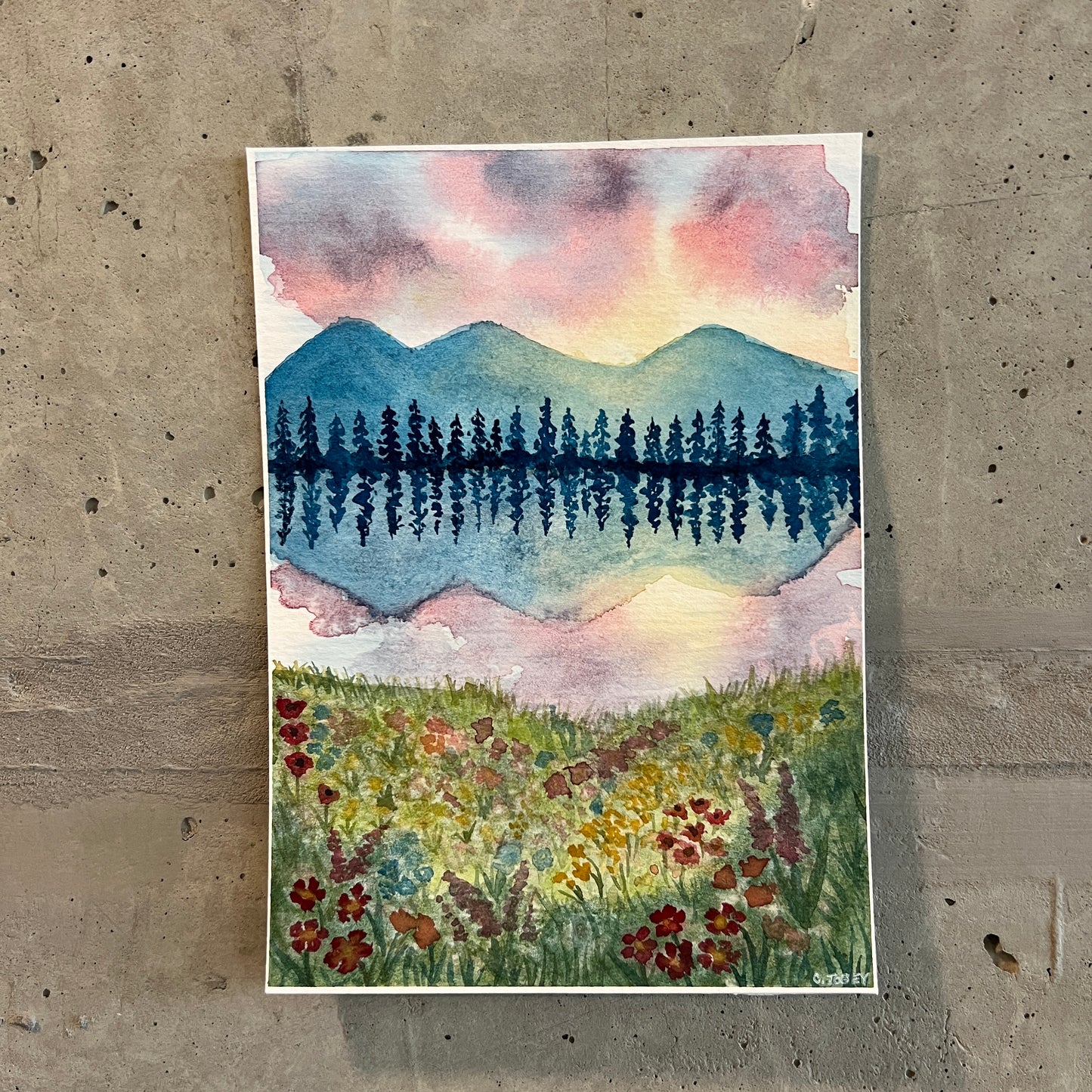 💚 Signed "Meadow Magic" Watercolor Painting (Unframed)