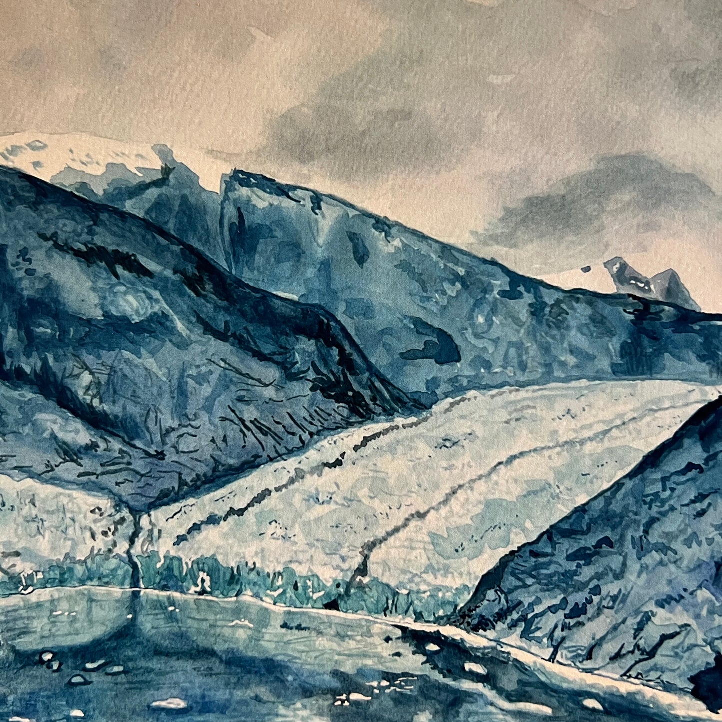 Dawes Glacier – Watercolor Fine Art Print | 9x12