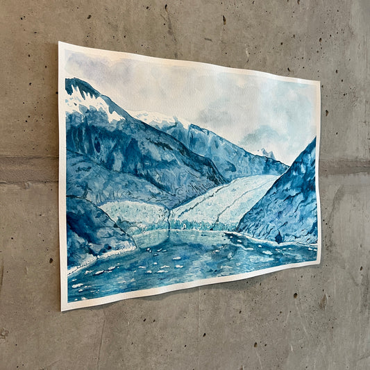 Signed "Dawes Glacier" Original Watercolor Painting #1/1