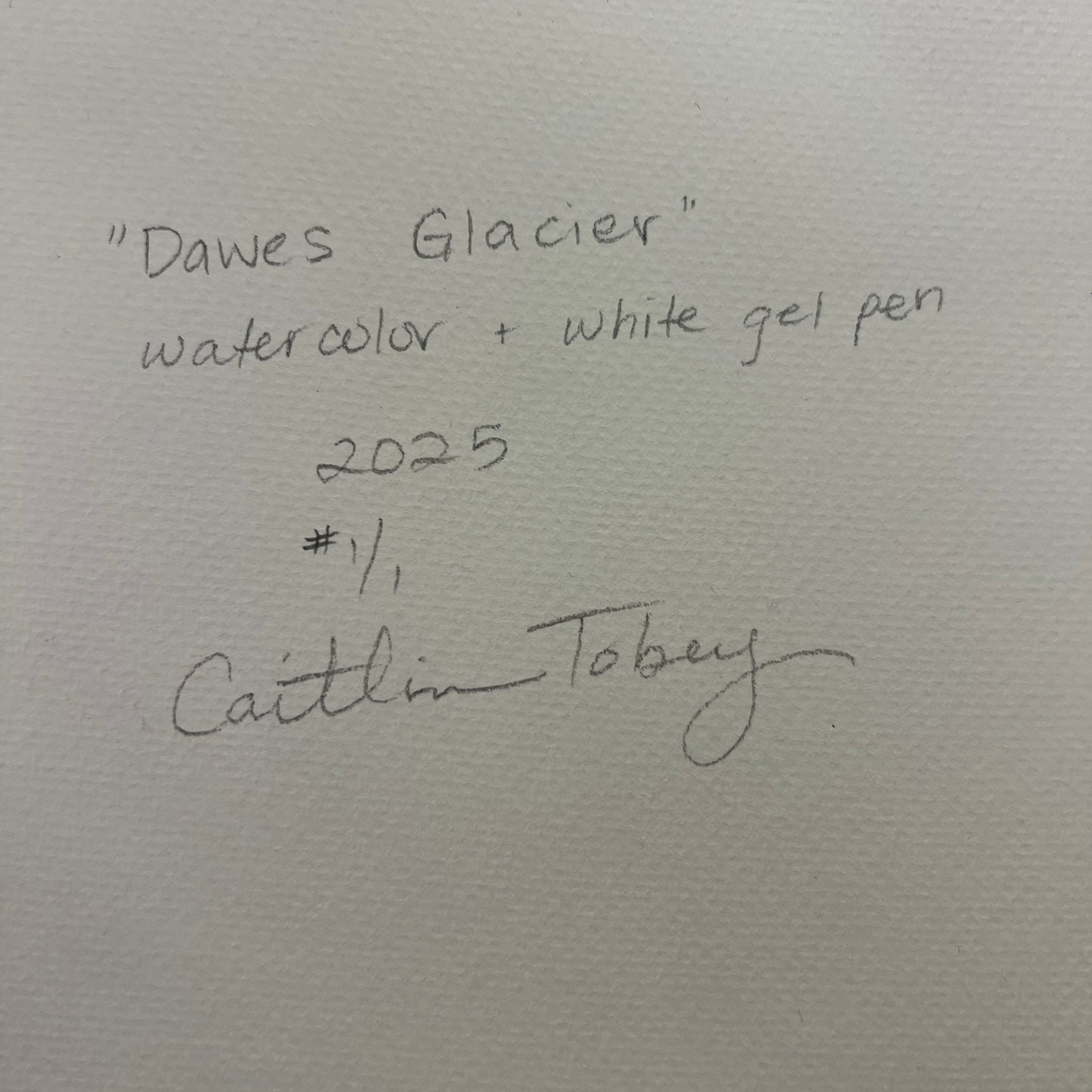Signed "Dawes Glacier" Original Watercolor Painting #1/1